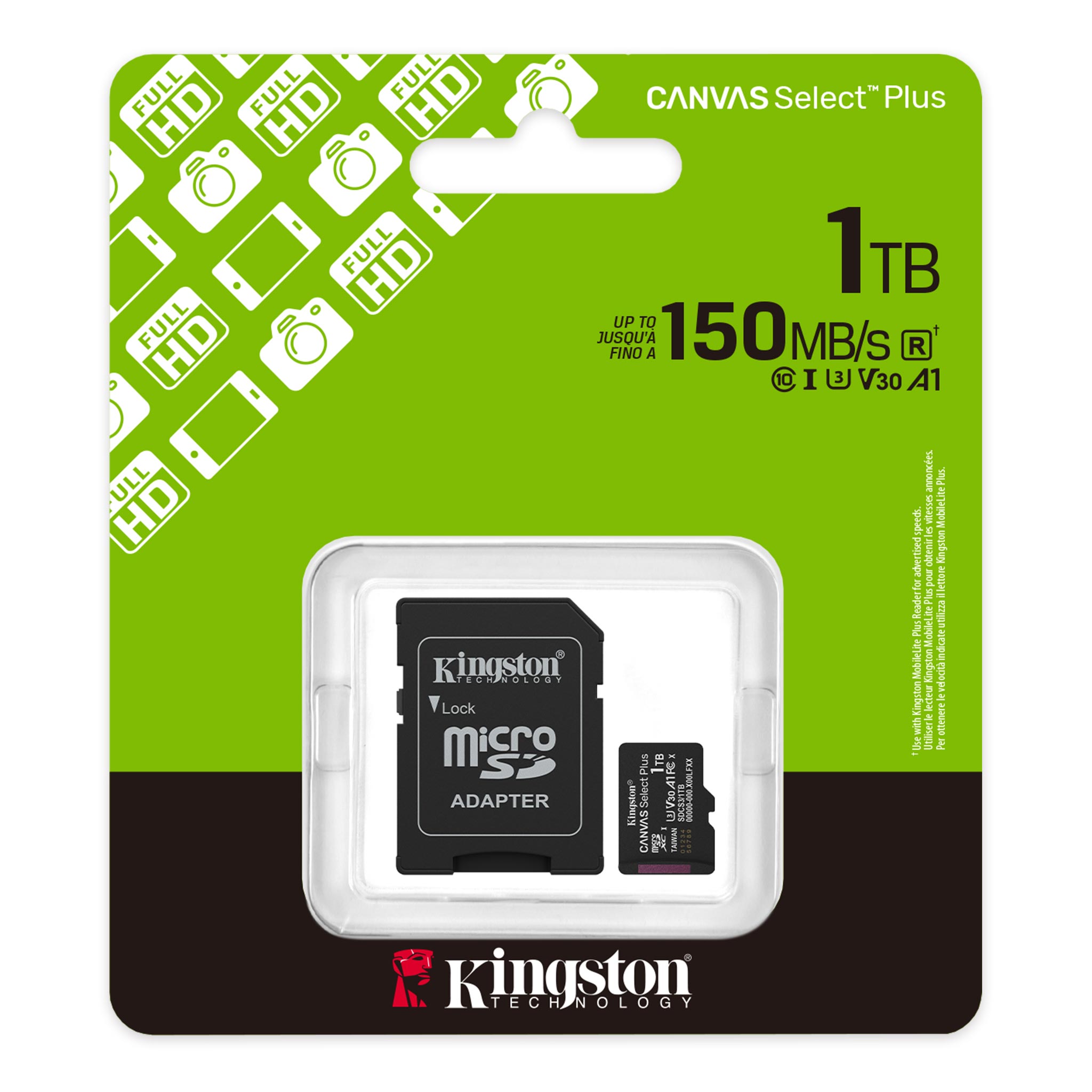 Tarjeta MicroSD Kingston Canvas Select Plus 1TB A1 150MB/s